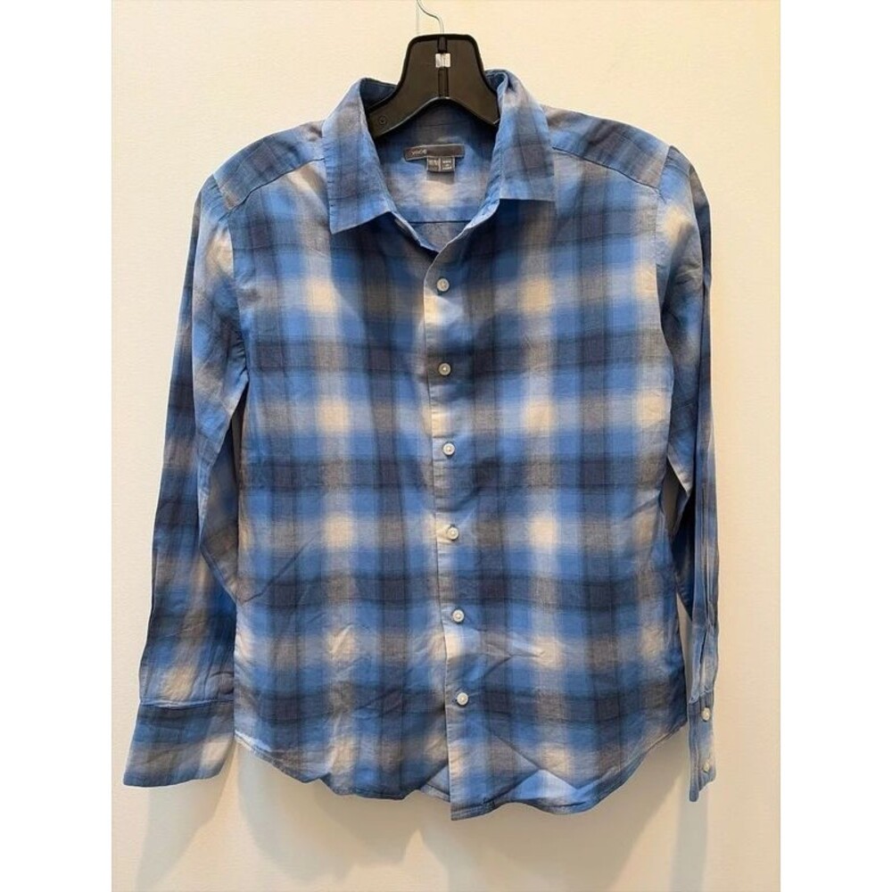 Vince Boys Plaid Button Down 100% Cotton Size Medium